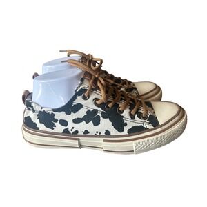 Very G Women's Cow Print Low Top Sneakers Size 7 Canvas Lace Up Casual Shoes